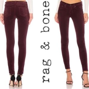 rag & bone Skinny Trouser Leggings in Burgundy Velvet